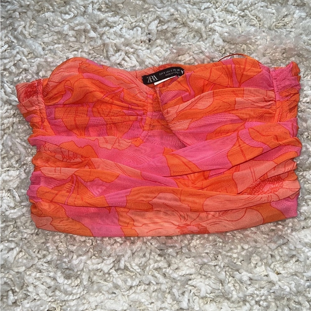 Floral strapless top